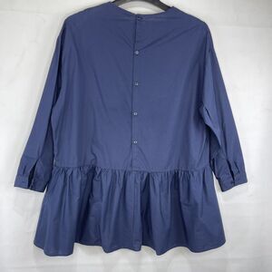 ZARA Basic Collection Top Womens Small Navy Peplum Loose Botton